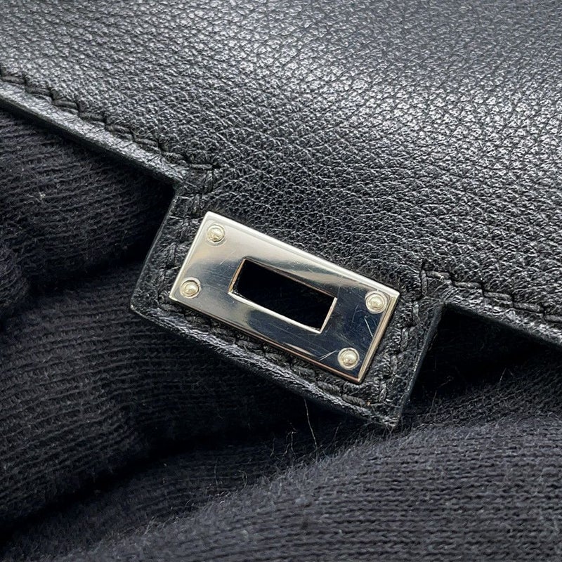 エルメス ハンドバッグ ケリードール ブラック/シルバー金具 ガリバー □D刻印 HERMES バッグ 黒