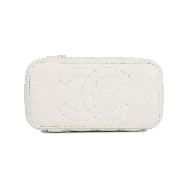 シャネル チェーンショルダーバッグ バニティ ココマーク マトラッセ トランプ キャビアスキン AP3079 CHANEL 白