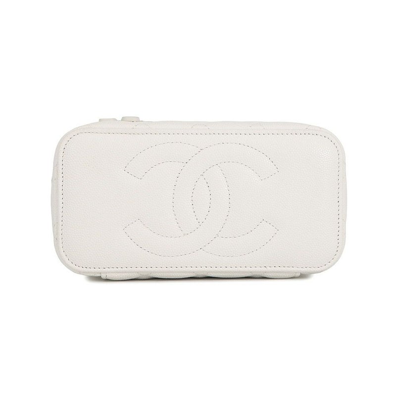 シャネル チェーンショルダーバッグ バニティ ココマーク マトラッセ トランプ キャビアスキン AP3079 CHANEL 白