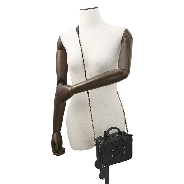 シャネル チェーンショルダーバッグ CCフィリグリー バニティバッグ キャビアスキン A93343 CHANEL 黒