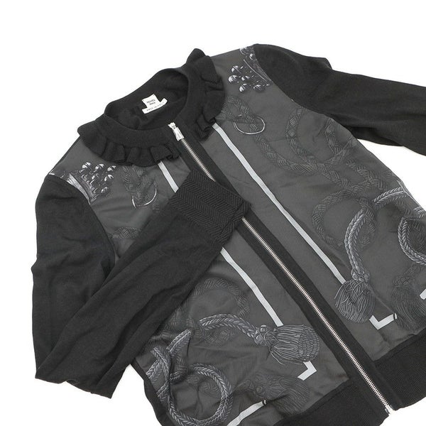 エルメス カーディガン Palefroi Remix パルフロワ・リミックス ツイルレーヌ レディースサイズ36 HERMES 黒