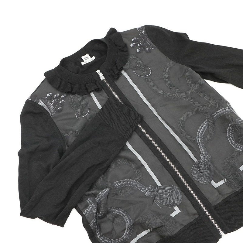 エルメス カーディガン Palefroi Remix パルフロワ・リミックス ツイルレーヌ レディースサイズ36 HERMES 黒