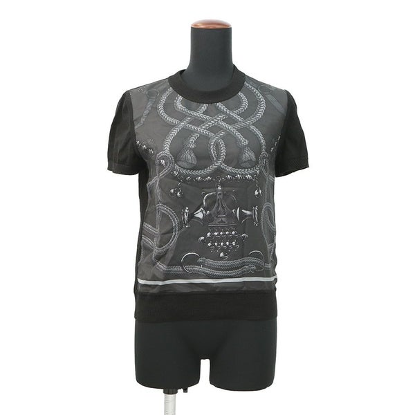 エルメス 半袖ニット Palefroi Remix パルフロワ・リミックス ツイルレーヌ・ショートスリーブニット レディースサイズ36 HERMES 黒