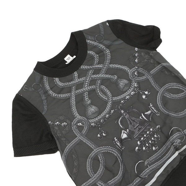 エルメス 半袖ニット Palefroi Remix パルフロワ・リミックス ツイルレーヌ・ショートスリーブニット レディースサイズ36 HERMES 黒