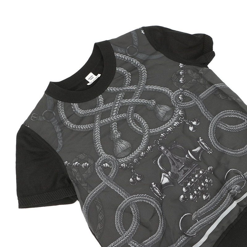 エルメス 半袖ニット Palefroi Remix パルフロワ・リミックス ツイルレーヌ・ショートスリーブニット レディースサイズ36 HERMES 黒