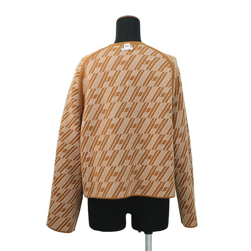 エルメス ジャケット HenBiais Hアンビエ リバーシブルニット ノーカラージャケット レディースサイズ34 HERMES アウター