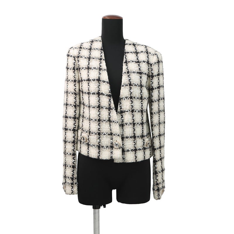 シャネル ジャケット ツイード ノーカラー ショート丈 レディースサイズ38 P62411V47773 CHANEL アパレル アウター
