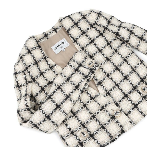 シャネル ジャケット ツイード ノーカラー ショート丈 レディースサイズ38 P62411V47773 CHANEL アパレル アウター