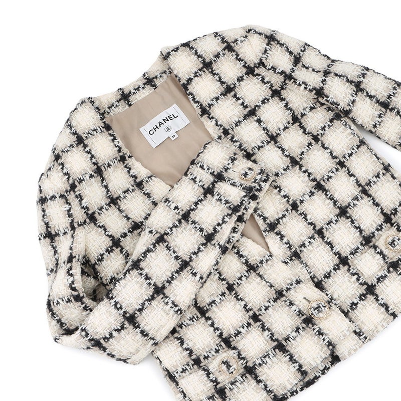 シャネル ジャケット ツイード ノーカラー ショート丈 レディースサイズ38 P62411V47773 CHANEL アパレル アウター