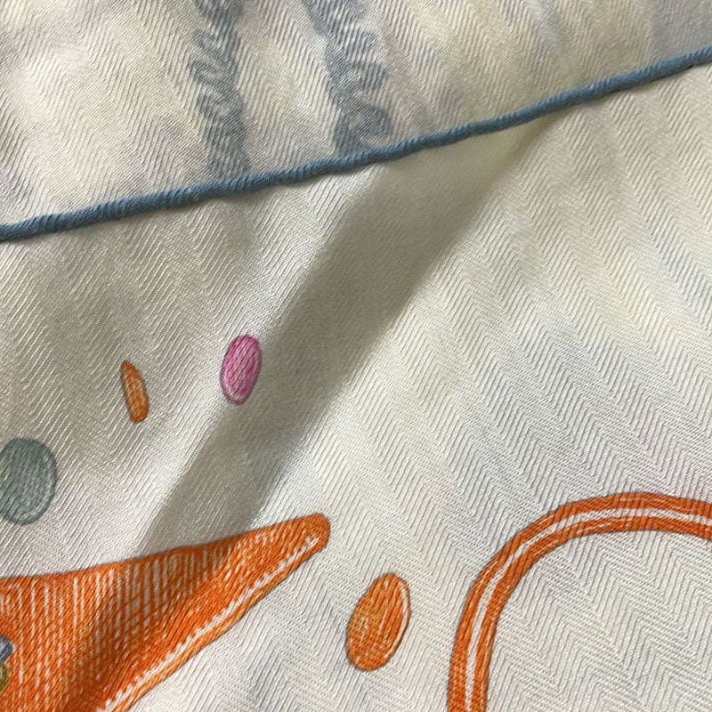 エルメス ストール カレ140 カレジェアン エルメスの世界 LE MONDE D'HERMES カシミヤ シルク 2025秋冬