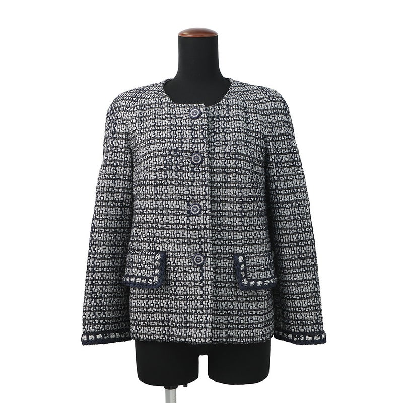 シャネル ジャケット ノーカラー ツイード ココマーク レディースサイズ36 P60886 CHANEL アウター セール品