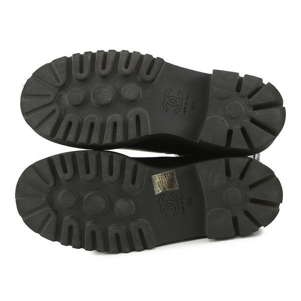 シャネル ショートブーツ サイドゴア レザー パテント レディースサイズ38C G38218 CHANEL 靴 黒