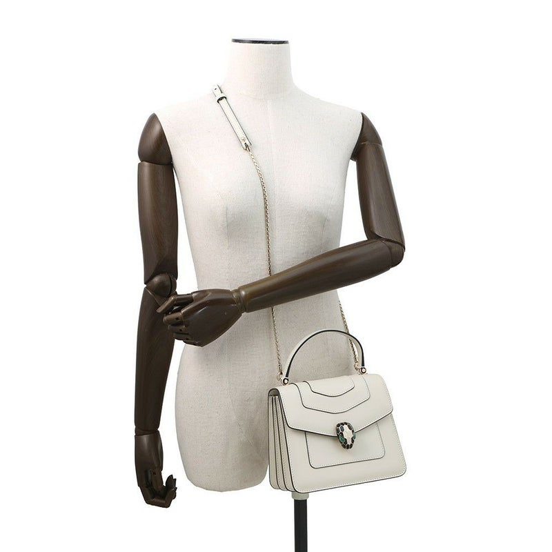 ブルガリ ハンドバッグ セルペンティ フォーエバー トップハンドル S カーフレザー 29072 BVLGARI 2way 白