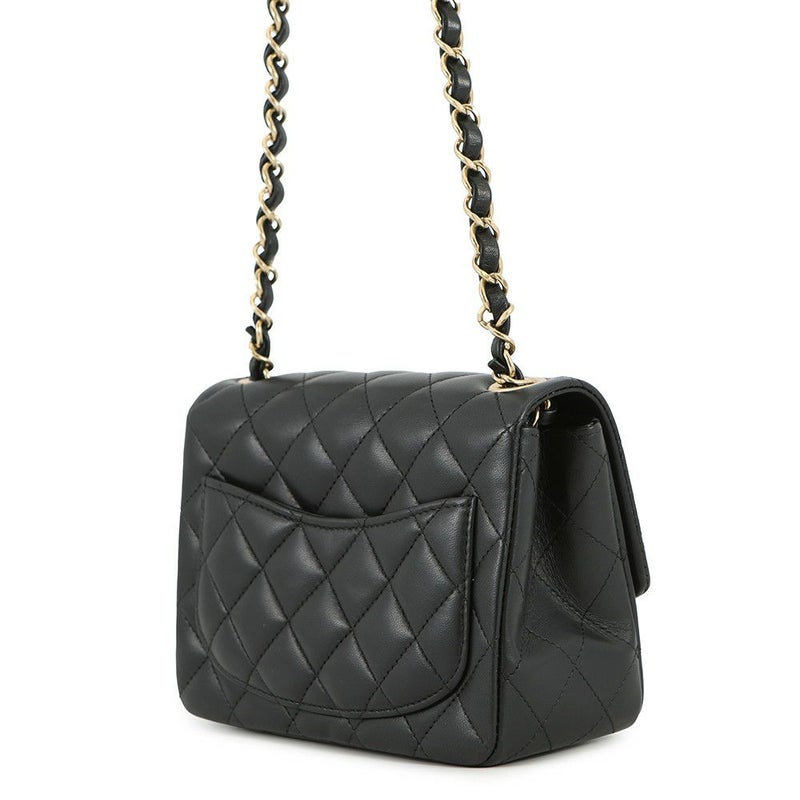 シャネル チェーンショルダーバッグ マトラッセ ココマーク ラムスキン ミニマトラッセ A35200 CHANEL 黒