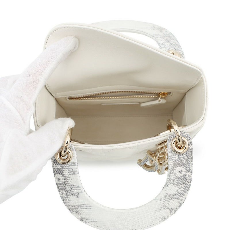 ディオール ハンドバッグ カナージュ レディディオール ミニ ラムスキン リザード M0505ONRV_M932 2way 白