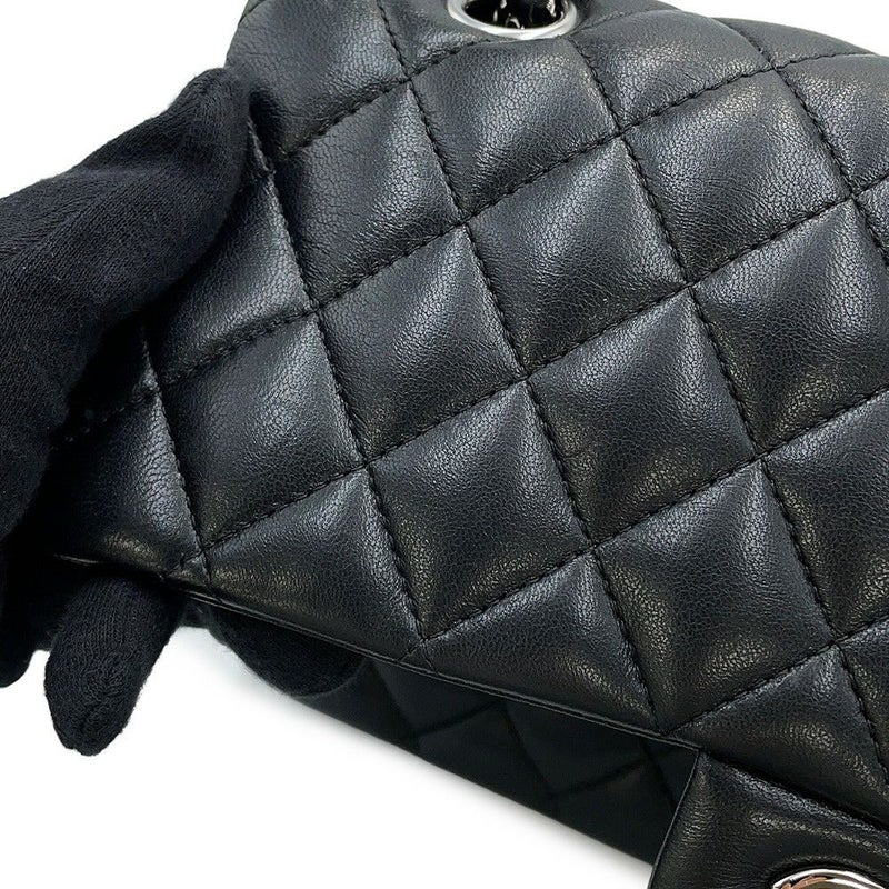 シャネル チェーンショルダーバッグ マトラッセ25 ココマーク ダブルチェーン ラムスキン A01112 CHANEL 黒