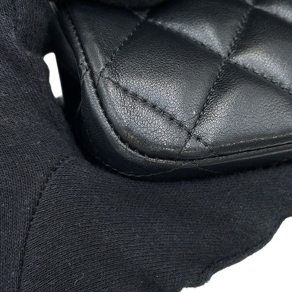シャネル チェーンショルダーバッグ マトラッセ25 ココマーク ダブルチェーン ラムスキン A01112 CHANEL 黒