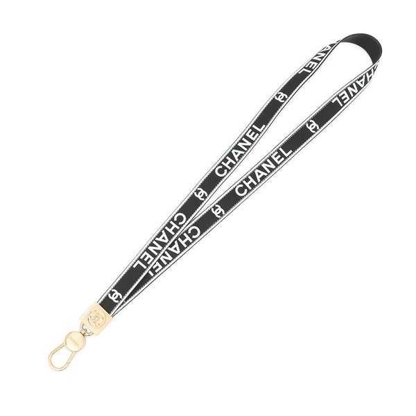 シャネル ネックストラップ ココマーク ロゴ キャンバス B 25P AAA911 CHANEL ストラップ 黒
