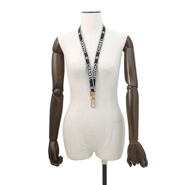 シャネル ネックストラップ ココマーク ロゴ キャンバス B 25P AAA911 CHANEL ストラップ 黒