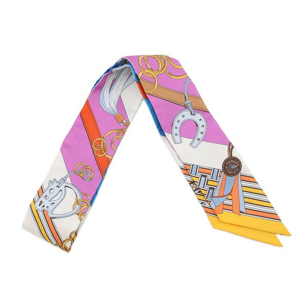 エルメス スカーフ ツイリー 馬勒とチャーム Brides et Gris-Gris HERMES シルクツイル 2023春夏