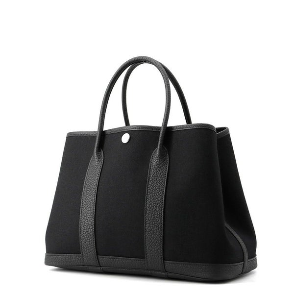 エルメス トートバッグ ガーデンパーティTPM ブラック/シルバー金具 トワルミリタリー/ネゴンダ B刻印 黒