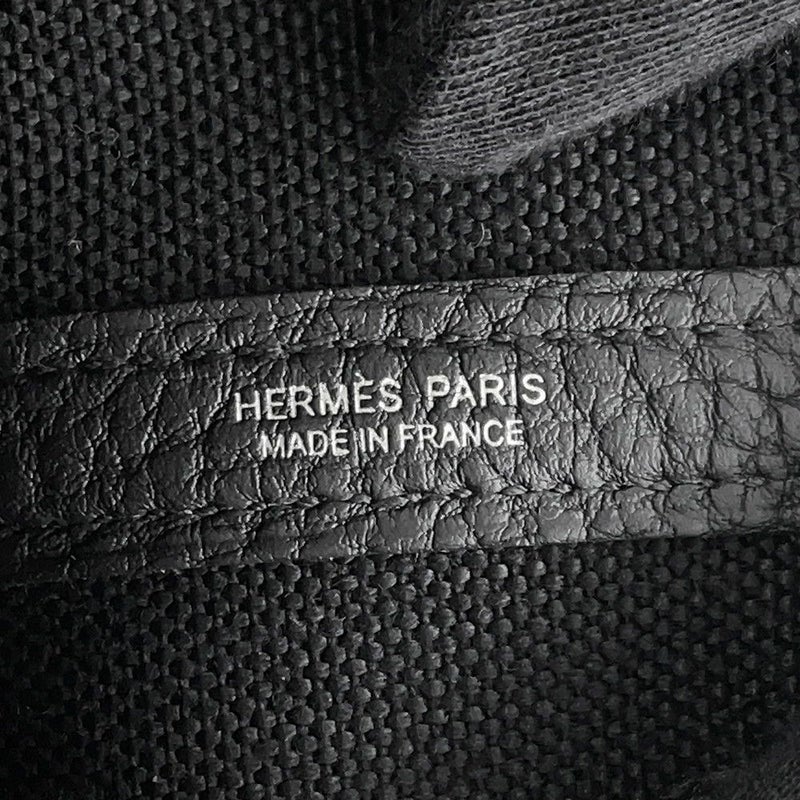 エルメス トートバッグ ガーデンパーティTPM ブラック/シルバー金具 トワルミリタリー/ネゴンダ B刻印 黒