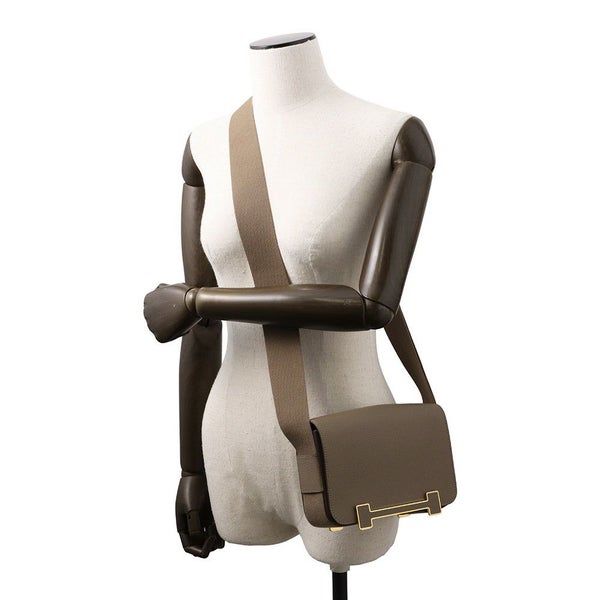 エルメス ショルダーバッグ ゲタ エトゥープ/ゴールド金具 シェブルミゾル B刻印 HERMES バッグ