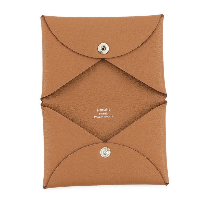 エルメス カードケース カルヴィ ゴールド エバーカラー W刻印 HERMES 名刺入れ
