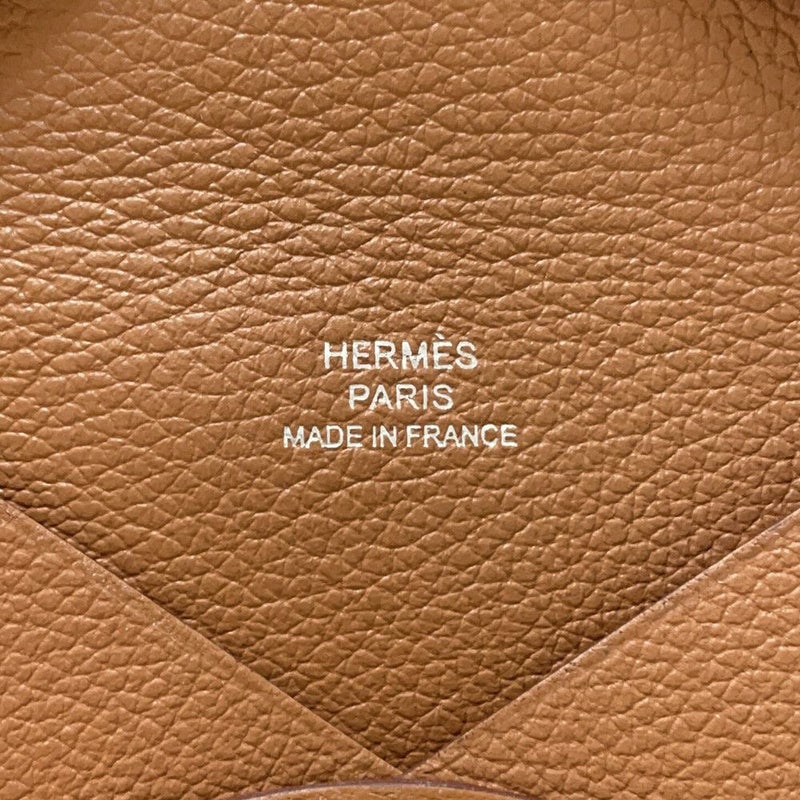 エルメス カードケース カルヴィ ゴールド エバーカラー W刻印 HERMES 名刺入れ