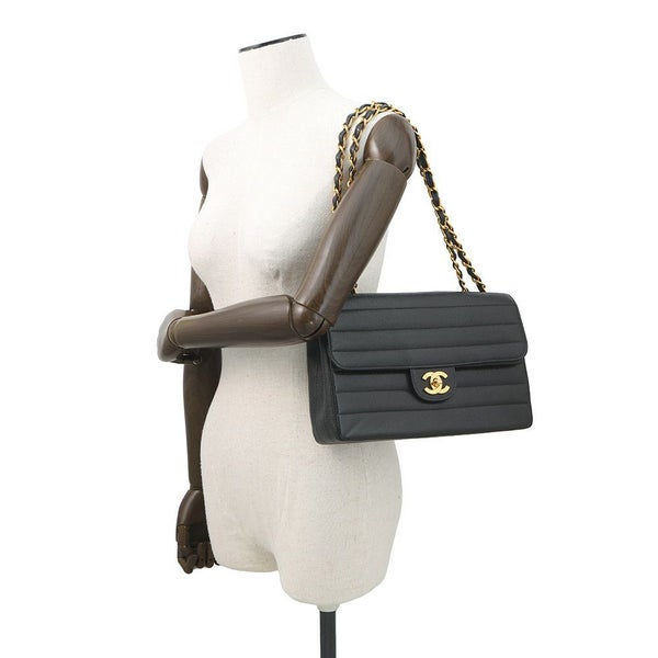 シャネル チェーンショルダーバッグ マドモアゼル ココマーク キャビアスキン CHANEL 黒