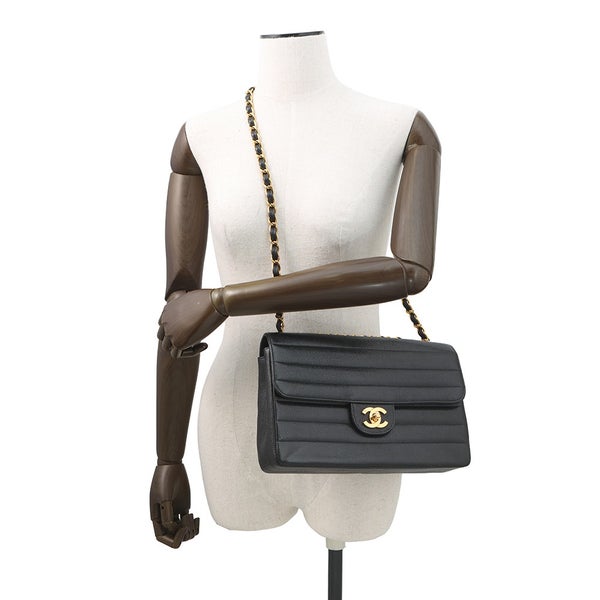 シャネル チェーンショルダーバッグ マドモアゼル ココマーク キャビアスキン CHANEL 黒