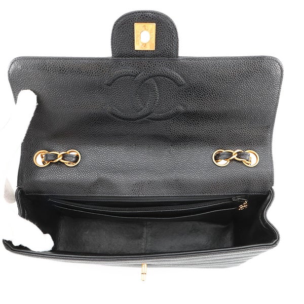 シャネル チェーンショルダーバッグ マドモアゼル ココマーク キャビアスキン CHANEL 黒