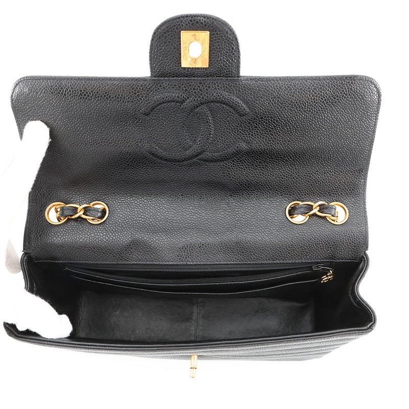 シャネル チェーンショルダーバッグ マドモアゼル ココマーク キャビアスキン CHANEL 黒