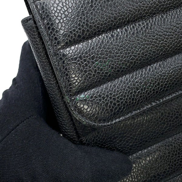 シャネル チェーンショルダーバッグ マドモアゼル ココマーク キャビアスキン CHANEL 黒