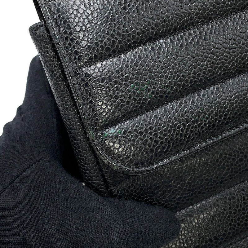 シャネル チェーンショルダーバッグ マドモアゼル ココマーク キャビアスキン CHANEL 黒