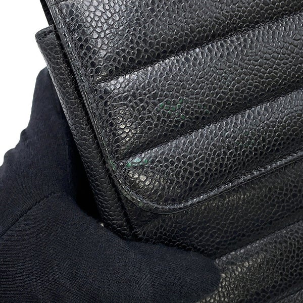 シャネル チェーンショルダーバッグ マドモアゼル ココマーク キャビアスキン CHANEL 黒