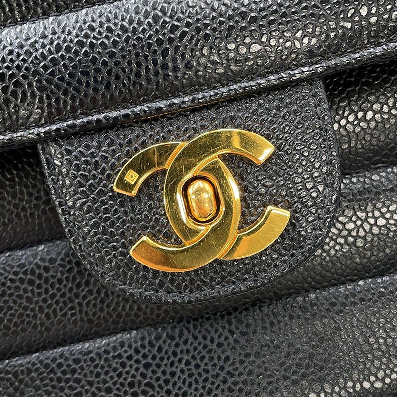 シャネル チェーンショルダーバッグ マドモアゼル ココマーク キャビアスキン CHANEL 黒