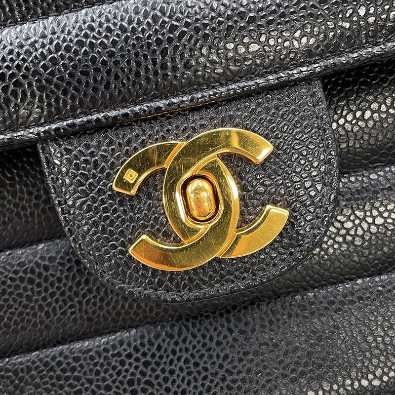 シャネル チェーンショルダーバッグ マドモアゼル ココマーク キャビアスキン CHANEL 黒