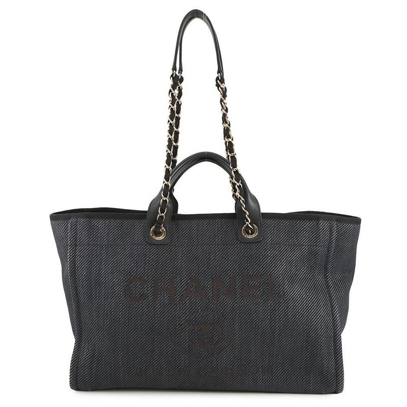 シャネル トートバッグ ココマーク ドーヴィル ショッピングバッグ ラフィア A93786 CHANEL 2way 黒