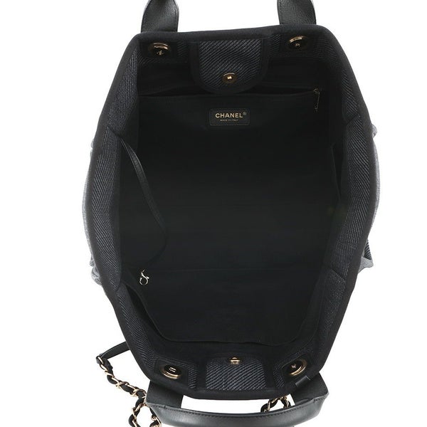 シャネル トートバッグ ココマーク ドーヴィル ショッピングバッグ ラフィア A93786 CHANEL 2way 黒