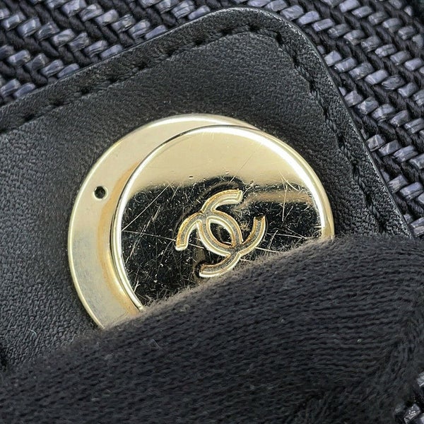 シャネル トートバッグ ココマーク ドーヴィル ショッピングバッグ ラフィア A93786 CHANEL 2way 黒