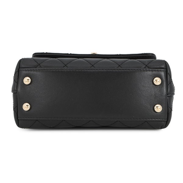 シャネル ハンドバッグ ココマーク マトラッセ トップハンドル ミニ フラップ レザー AS2215 CHANEL 2way 黒