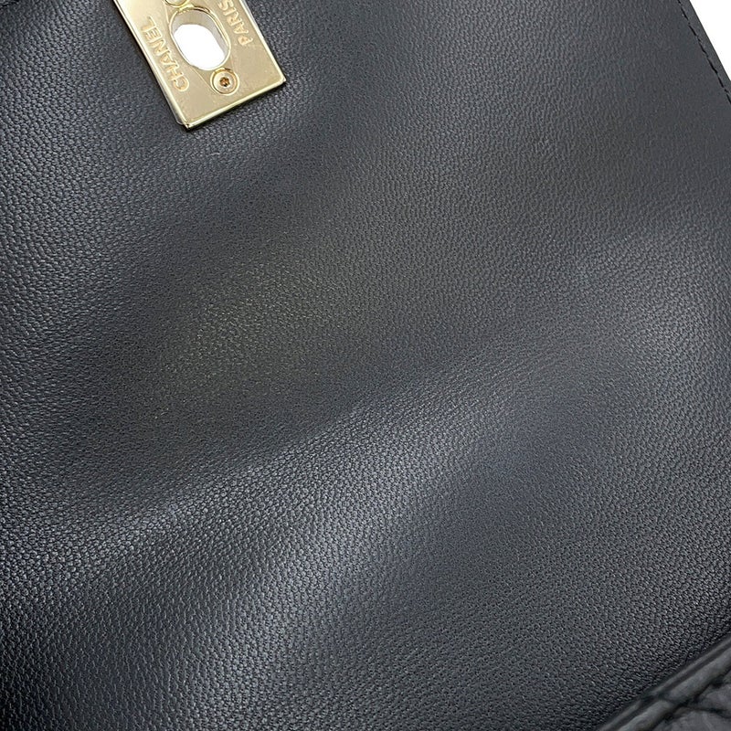 シャネル ハンドバッグ ココマーク マトラッセ トップハンドル ミニ フラップ レザー AS2215 CHANEL 2way 黒