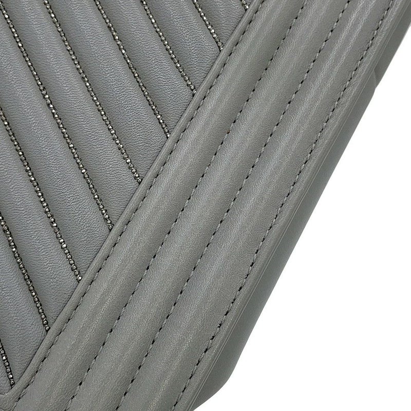 シャネル チェーンショルダーバッグ シェブロン ボーイシャネル ラージ ラムスキン ビーズ CHANEL Vステッチ