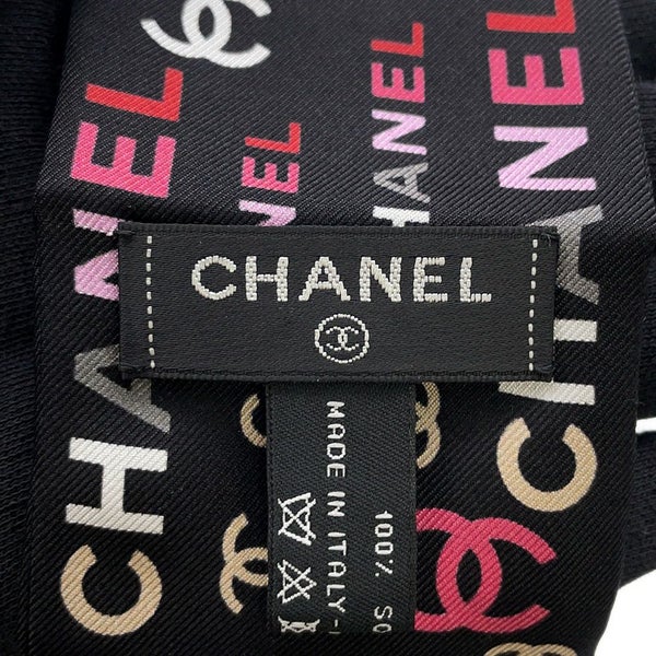 シャネル スカーフ ココマーク ロゴ 総柄 シルク 21B CHANEL シルクスカーフ 黒