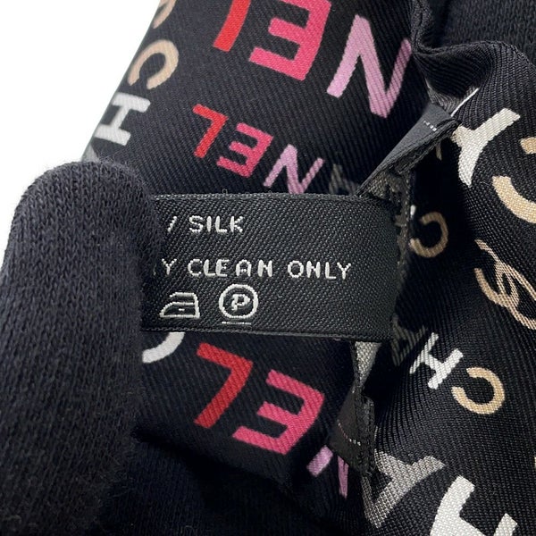 シャネル スカーフ ココマーク ロゴ 総柄 シルク 21B CHANEL シルクスカーフ 黒