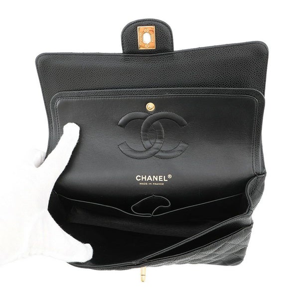 シャネル チェーンショルダーバッグ マトラッセ25 ココマーク ダブルチェーン キャビアスキン A01112 CHANEL 黒