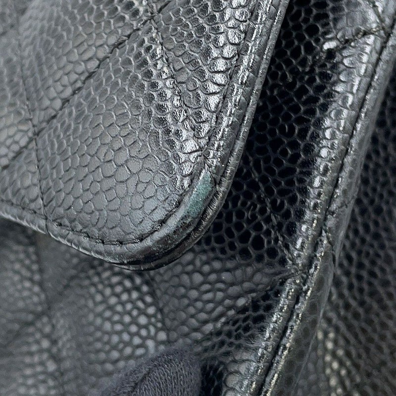 シャネル チェーンショルダーバッグ マトラッセ25 ココマーク ダブルチェーン キャビアスキン A01112 CHANEL 黒