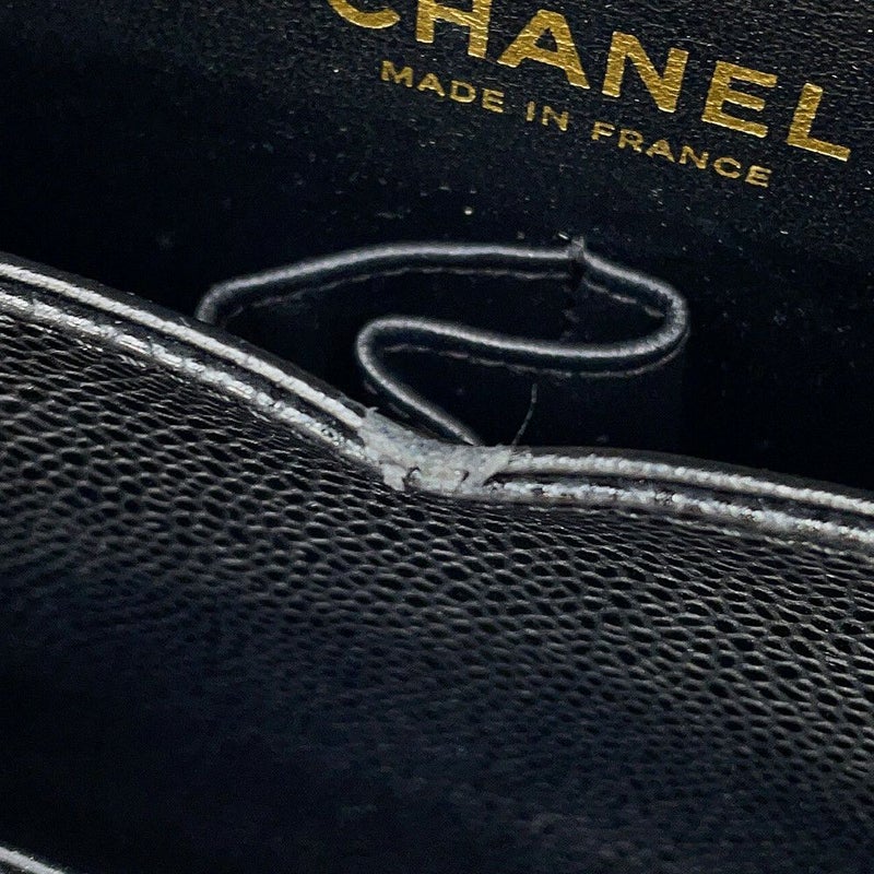 シャネル チェーンショルダーバッグ マトラッセ25 ココマーク ダブルチェーン キャビアスキン A01112 CHANEL 黒