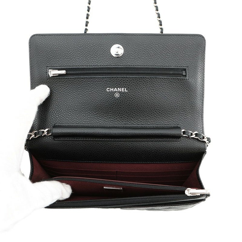 シャネル チェーンウォレット マトラッセ ココマーク キャビアスキン AP0250 CHANEL 財布 黒